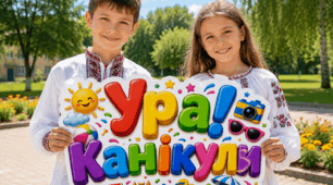 Яскравий напис для фотозони «Ура! Канікули!» 🌞🎉