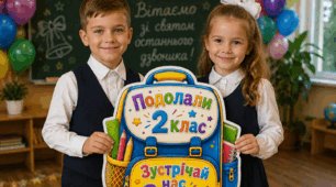🎒 Фотобутафорія «Прощавай, 2 клас!» ✨ Портфель «Подолали 2 клас. Зустрічай нас 3 клас!