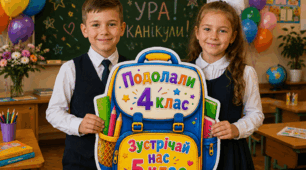 Фотобутафорія «Прощавай, 4 клас!» ✨ Портфель «Подолали 4 клас. Зустрічай нас 5 клас!