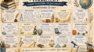 Подяки вчителям-предметникам від випусників 11 класу (+ директор, зауч, кл.керівник та перша вчителька)