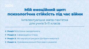 Мій емоційний щит:  психологічна стійкість під час війни. Інтелектуальна мапа-пам'ятка  для учнів 5–11 класів