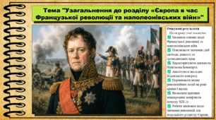 Узагальнення до розділу «Європа в час Французької революції та наполеонівських війн». 9 клас НУШ (2026). Всесвітня історія. За підручником Ладиченко Т.