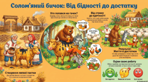 Робота з дитячою книгою.  Солом'яний бичок ( українська народна казка)