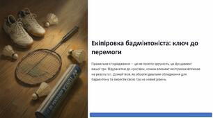 Презентація на тему "Екіпіровка та інвентар для гри у бадмінтон"