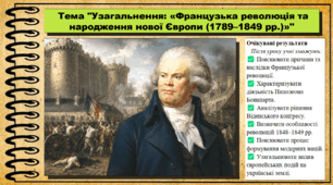 Узагальнення: «Французька революція та народження нової Європи (1789–1849 рр.)». 9 клас. НУШ (2026). Історія України, всесвітня історія та громадянська освіта. За підручником авторів Щупак І. та інші.