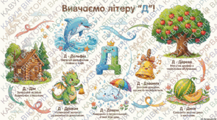 Вивчення абетки. Буква "Д". Асоціативна графіка