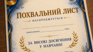 🇺🇦 Похвальний лист за високі досягнення у навчанні 💙💛