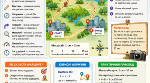 Постер «Опис і складання маршрутів для подорожей із використанням відповідної математичної лексики»