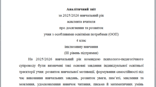 Річний звіт асистента вчителя 4 клас 3 рівень