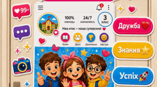 Сучасне оформлення дверей класу у стилі соціальної мережі «@наш клас_3 клас».