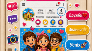 Сучасне оформлення дверей класу у стилі соціальної мережі «@наш клас_4 клас».