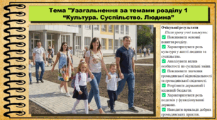 Узагальнення за темами розділу 1  “Культура. Суспільство. Людина”. Громадянська освіта. 9 клас. НУШ (2026). До підручника Васильків І. та ін.