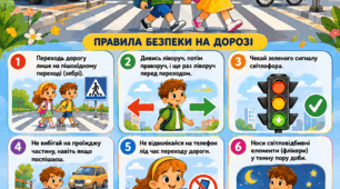 Постер - пам'ятка «Будь уважним на дорозі!»