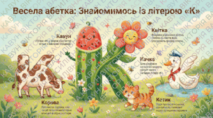 Вивчення абетки. Буква "К". Асоціативна графіка