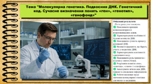 Молекулярна генетика. Подвоєння ДНК. Генетичний код. Сучасне визначення понять «ген», «генотип», «генофонд». Біологія. 9 клас. НУШ (2026). До підручника Тагліна О., Самойлов А. та ін.