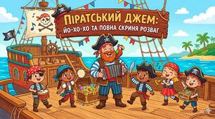 Сценарій музичной розваги для дошкільнят БЕЗ ПОПЕРЕДНЬОЇ ПІДГОТОВКИ  «Піратський джем: йо-хо-хо та повна скриня розваг»