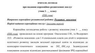 Звіт вчителя-логопеда