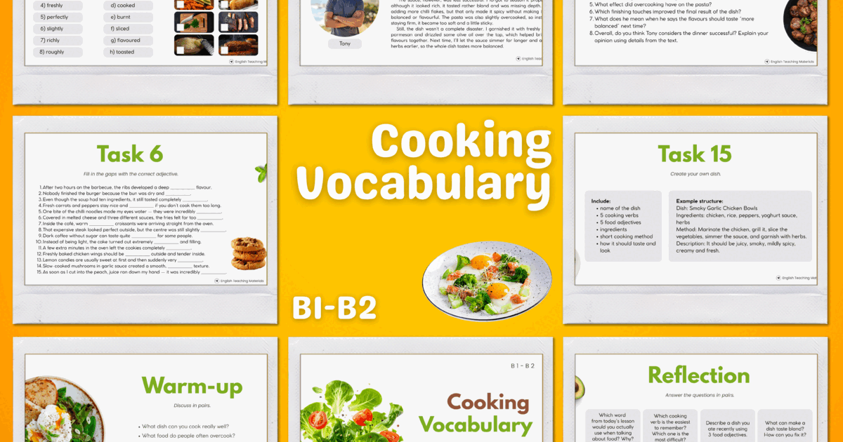 B1 Test Cooking Examples Cooking Vocabulary B1-B2. Vocabulary practice lesson | Інтерактивні ...