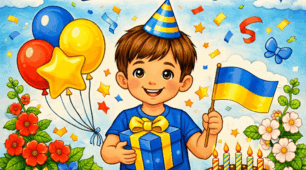 Плакат «З Днем народження!»  для  хлопців