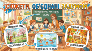 Тестування з образотворчого мистецтва для 6 класу НУШ за темою "СЮЖЕТИ, ОБ’ЄДНАНІ ЗАДУМОМ"