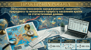 Практична робота № 7. Обчислення показників народжуваності, смертності, природного та механічного приросту населення країни за статистичними даними.