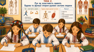 Діагностувальна робота. Тема 2. Рух як властивість живого. Будова та функції опорно-рухової системи людини