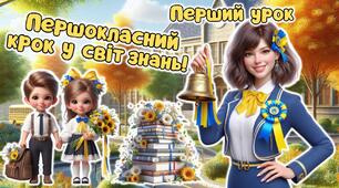 Перший урок 2026. 1 клас. Анімована інформаційно-ігрова презентація "Першокласний крок у світ знань"