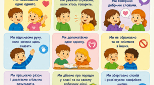 Постер «Як комфортно почуватися у класі мені та моїм однокласникам?» 1 клас,  2 тиждень.