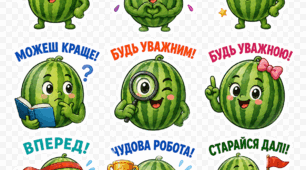 Набір з 9 стікерів "Кавун" для формувального оцінювання учнів початкової школи
