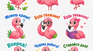 Набір з 9 стікерів "Фламінго" для формувального оцінювання учнів початкової школи