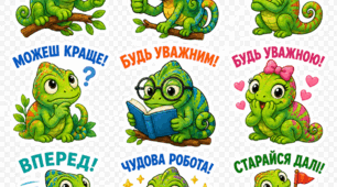 Набір з 9 стікерів "Хамелеони" для формувального оцінювання учнів початкової школи