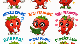 Набір з 9 стікерів "Полуниця" для формувального оцінювання учнів початкової школи