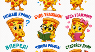 Набір з 9 стікерів "Піцца" для формувального оцінювання учнів початкової школи