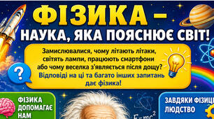 Мотиваційний плакат «Фізика — наука, яка пояснює світ!»