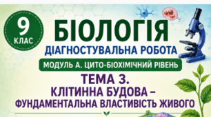 ДІАГНОСТУВАЛЬНА РОБОТА МОДУЛЬ А. ЦИТО-БІОХІМІЧНИЙ РІВЕНЬ ТЕМА 3 КЛІТИННА БУДОВА – ФУНДАМЕНТАЛЬНА ВЛАСТИВІСТЬ ЖИВОГО  Біологія, 9 клас НУШ За програмою: А.Самойлов, О.Тагліна, О. Утєвська За підручником: О. Тагліна, А. Самойлов, О. Утєвська, Л. Довгаль