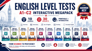 Лексико-граматичний тест A1-C2 10 рівнів 30 варіантів+інтерактив MegaPack