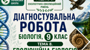 ДІАГНОСТУВАЛЬНА РОБОТА МОДУЛЬ С. ЕКОЛОГІЧНО-ЕВОЛЮЦІЙНИЙ РІВЕНЬ ТЕМА 8. ЕВОЛЮЦІЙНА БІОЛОГІЯ  Біологія, 9 клас НУШ За програмою: А.Самойлов, О.Тагліна, О. Утєвська За підручником: О. Тагліна, А. Самойлов, О. Утєвська, Л. Довгаль
