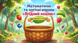 Математичні та логічні вправи «Ягідний кошик» Для дітей 5–7 років (лічба в межах 10)м