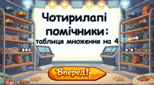 Чотирилапі помічники: таблиця множення на 4
