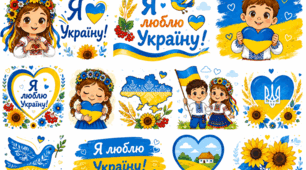 Набір дитячих патріотичних ілюстрацій/стікерів про Україну