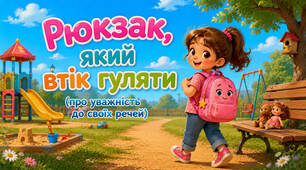 Казка "Рюкзак, який втік гуляти" (про уважність до своїх речей)