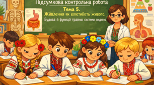 Підсумкова контрольна робота з Теми 5. Живлення як властивість живого. Будова й функції травної системи людини