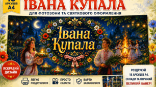 Банер «Івана Купала» на 18 аркушів А4 для оформлення фотозони
