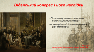 Презентація «Віденський конгрес і його наслідки» 9 клас всесвітня історія НУШ