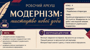 Робочий аркуш "Українське відродження початку ХХ століття. Модернізм як стиль доби і мистецький напрям. Особливості українського модернізму"