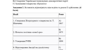 КПР з історії України для 9 класу  Розділ 5: Українські землі у складі Австро-Угорщини у другій половині ХІХ ст