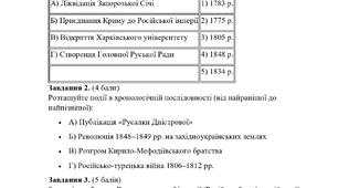 КПР з історії України для 9 класу за І семестр (Розділи 1,2,3)