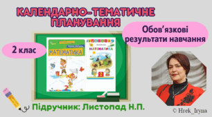Календарно-тематичне планування з математики (2 клас) з обов'язковими результатами навчання до підручника Листопад Н.П.