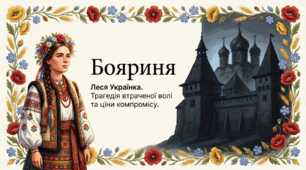 9 клас НУШ. Леся Українка «Бояриня». (стислий переказ + презентація-аналіз твору + робочий аркуш)