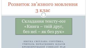 Складання тексту-есе «Книга – твій друг, без неї – як без рук»